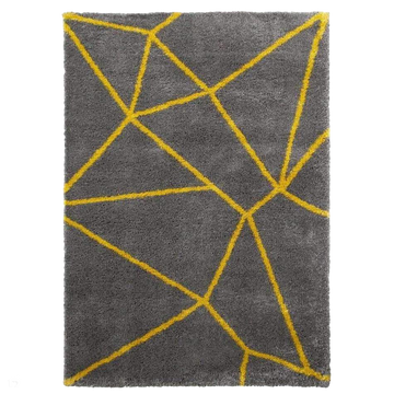 Royal Nomadic 5746 Modern Geometric Soft Plush Boho Shaggy Grey/Yellow Rug-Think Rugs-Rug Love - The Most Loved Rug Store
